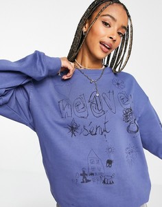 Синий свитшот Topshop Naive-Голубой