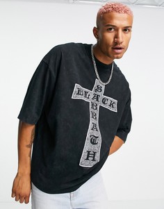 Черная oversized-футболка с принтами "Black Sabbath" ASOS DESIGN-Черный цвет