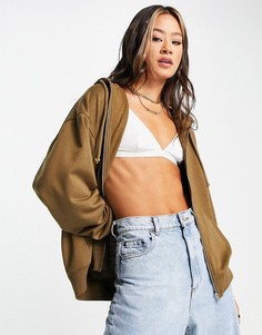 Худи серовато-коричневого цвета на молнии Topshop-Светло-бежевый цвет
