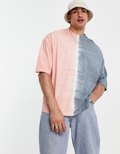 Серо-розовая футболка в стиле oversized с принтом тай-дай ASOS DESIGN-Multi