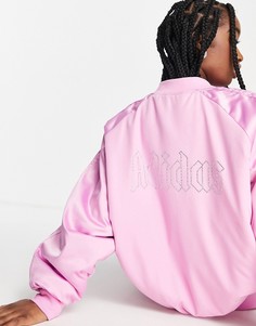 Розовый атласный бомбер с логотипом со стразами в стиле 2000-х adidas Originals Luxe-Розовый цвет