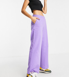 Фиолетовые джоггеры прямого кроя с заниженной талией и защипами ASOS DESIGN Petite-Фиолетовый цвет