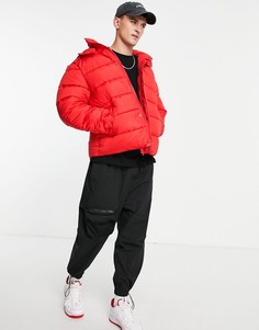 Пуховик красного цвета из переработанного материала со съемным капюшоном ASOS DESIGN Recycled-Красный
