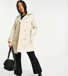 Кремовый тренч с поясом Miss Selfridge Petite-Белый