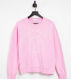Розовый свитшот с принтом "Dont worry be happy" Topshop Petite-Розовый цвет