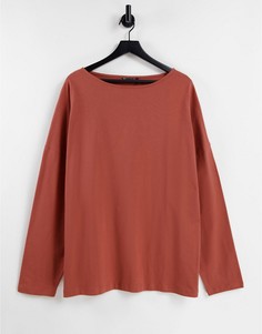 Лонгслив в стиле oversized выбеленного розового цвета с вырезом лодочкой ASOS DESIGN-Розовый цвет