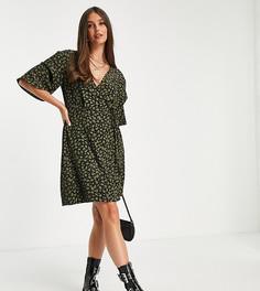 Платье мини с двойной оборкой и цветочным принтом Topshop Tall-Разноцветный