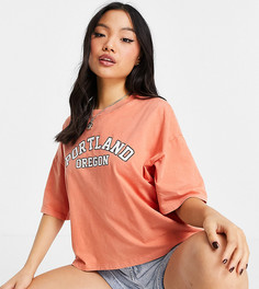 Оранжевая футболка с принтом "Portland" в университетском стиле Topshop Petite-Оранжевый цвет