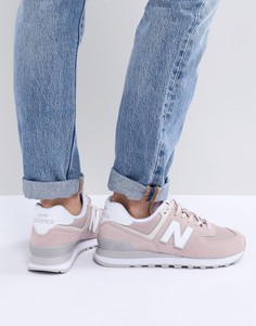 Розовые замшевые кроссовки New Balance 574-Розовый
