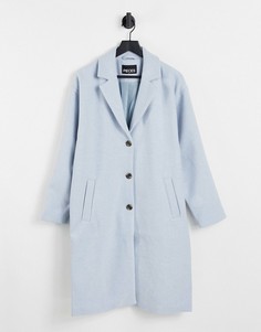 Голубое пальто из смесовой шерсти Pieces Alice-Голубой