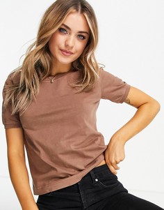 Коричневая трикотажная футболка с короткими рукавами JDY Darling-Коричневый цвет