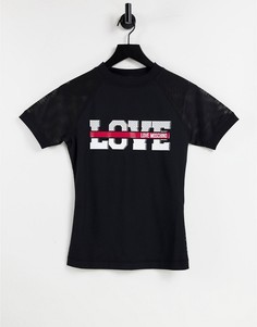 Футболка черного цвета с сетчатой вставкой с логотипом Love Moschino-Черный цвет