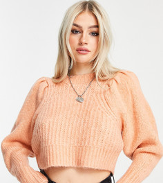 Розовый укороченный джемпер с плиссировкой на рукавах Topshop Petite-Розовый цвет