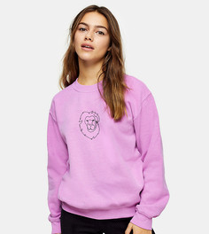 Розовый свитшот с принтом льва Topshop Petitie-Розовый цвет