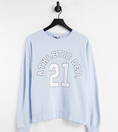 Голубой спортивный свитшот с надписью "Athletic department" Topshop Petite