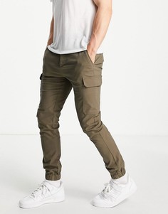 Брюки карго скинни цвета хаки с манжетами ASOS DESIGN-Зеленый цвет