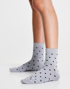 Серебристые носки до щиколотки в горошек ASOS DESIGN-Серебряный