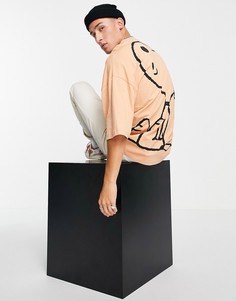 Бежевая oversized-футболка с принтом Снупи ASOS DESIGN-Светло-бежевый цвет