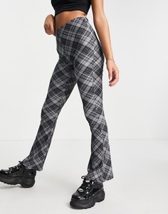 Расклешенные брюки из жатой ткани с монохромным принтом в клетку Topshop-Разноцветный