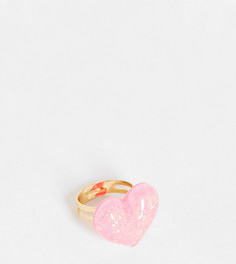 Эксклюзивное розовое кольцо с сердцем с блестками Pieces-Розовый цвет