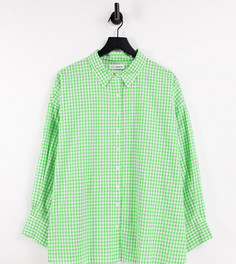 Рубашка бойфренда в стиле oversized в яркую клетку от комплекта Native Youth-Зеленый цвет