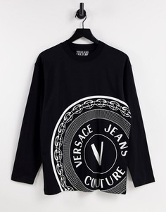 Черная oversized-футболка с логотипом на спине Versace Jeans Couture-Черный цвет