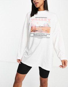 Серовато-бежевый лонгслив в стиле oversized и удлиненные шорты Topshop Valley-Светло-бежевый цвет