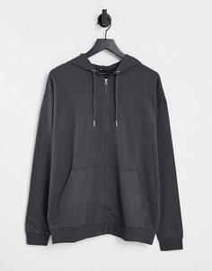 Свободный легкий худи черного цвета на молнии ASOS DESIGN-Черный цвет