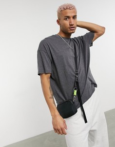 Темно-серая меланжевая oversized-футболка с круглым вырезом из смесового органического хлопка ASOS DESIGN-Серый