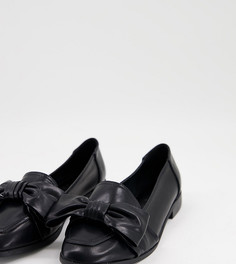 Черные туфли на плоской подошве с бантом для широкой стопы ASOS DESIGN Mentor-Черный цвет
