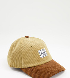 Двухцветная вельветовая кепка в коричневых оттенках Herschel Supply Co Silas - эксклюзивно для ASOS-Коричневый цвет