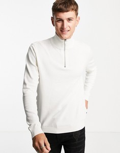 Белый джемпер с короткой молнией Jack & Jones Essentials
