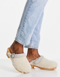 Сабо с плюшевым мехом кремового цвета Kaltur-Светло-бежевый цвет