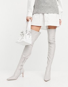 Белые эластичные ботфорты ASOS DESIGN Kaye-Белый