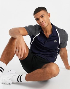 Теннисная дышащая футболка-поло с сетчатыми рукавами Lacoste Sport-Темно-синий