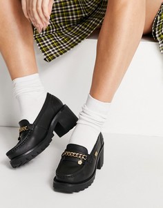 Черные кожаные туфли на массивной подошве и блочном каблуке со шнуровкой Kickers Кlio-Черный цвет