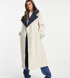 Темно-синий двухслойный тренч ASOS DESIGN Tall-Голубой