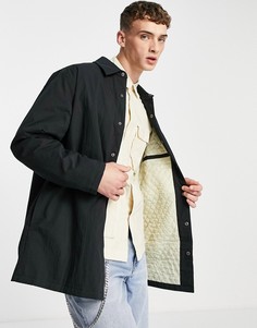Черная стеганая рубашка навыпуск на подкладке ASOS DESIGN-Черный цвет