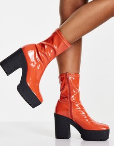 Оранжевые лакированные ботильоны на высоком каблуке ASOS DESIGN Elena-Оранжевый цвет