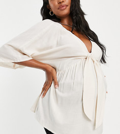 Светло-бежевый топ-кимоно с завязками спереди ASOS DESIGN Maternity