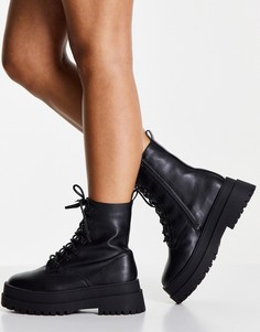 Массивные ботинки на шнуровке London Rebel-Черный цвет