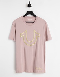 Футболка с фольгированным принтом True Religion-Розовый цвет