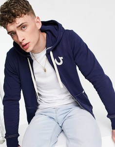 Худи на молнии с логотипом True Religion-Темно-синий