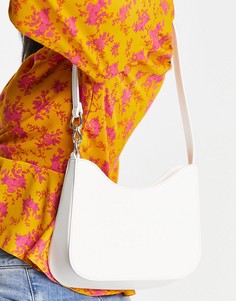 Белая сумка на плечо изогнутой формы со звеньями цепочки в ремешке ASOS DESIGN-Белый