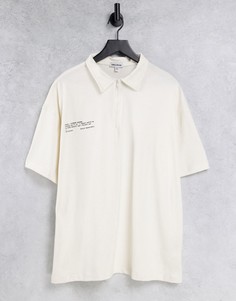 Светло-бежевая футболка-поло с молнией (от комплекта) Public Desire-Белый