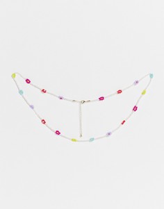 Бусы из бисера на талию с ромашками ASOS DESIGN-Многоцветный