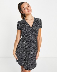 Черное трикотажное платье мини с принтом French Connection Meadow-Черный цвет