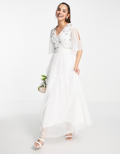 Жемчужно-розовое платье мидакси с декором Frock and Frill Bridal-Розовый цвет