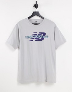 Футболка серого/бирюзового цветов с крупным логотипом New Balance – эксклюзивно для ASOS-Серый