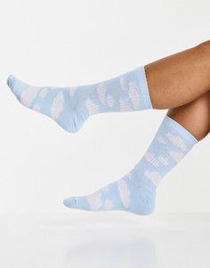 Голубые носки до икр с принтом облаков ASOS DESIGN-Голубой